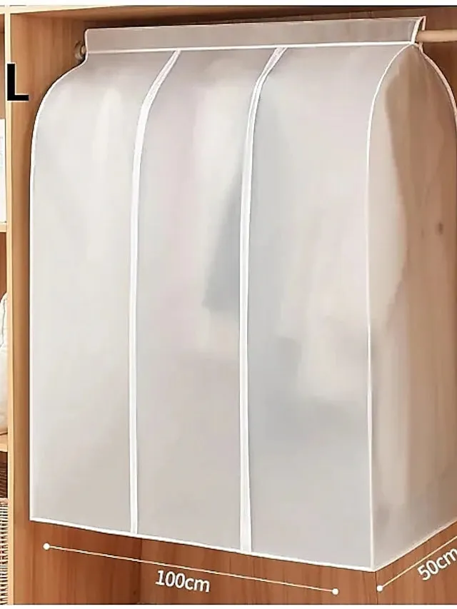 3D Zipper Dust Clothes Cover Transparent Translucent Clothes Storage Wardrobe Suit Bags Closet Hangers Case Clothing Cover Dust Bag Hanging Organizer