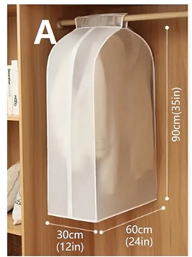 3D Zipper Dust Clothes Cover Transparent Translucent Clothes Storage Wardrobe Suit Bags Closet Hangers Case Clothing Cover Dust Bag Hanging Organizer