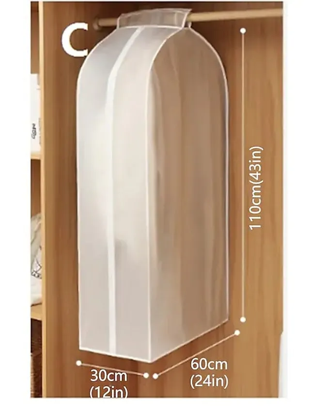 3D Zipper Dust Clothes Cover Transparent Translucent Clothes Storage Wardrobe Suit Bags Closet Hangers Case Clothing Cover Dust Bag Hanging Organizer