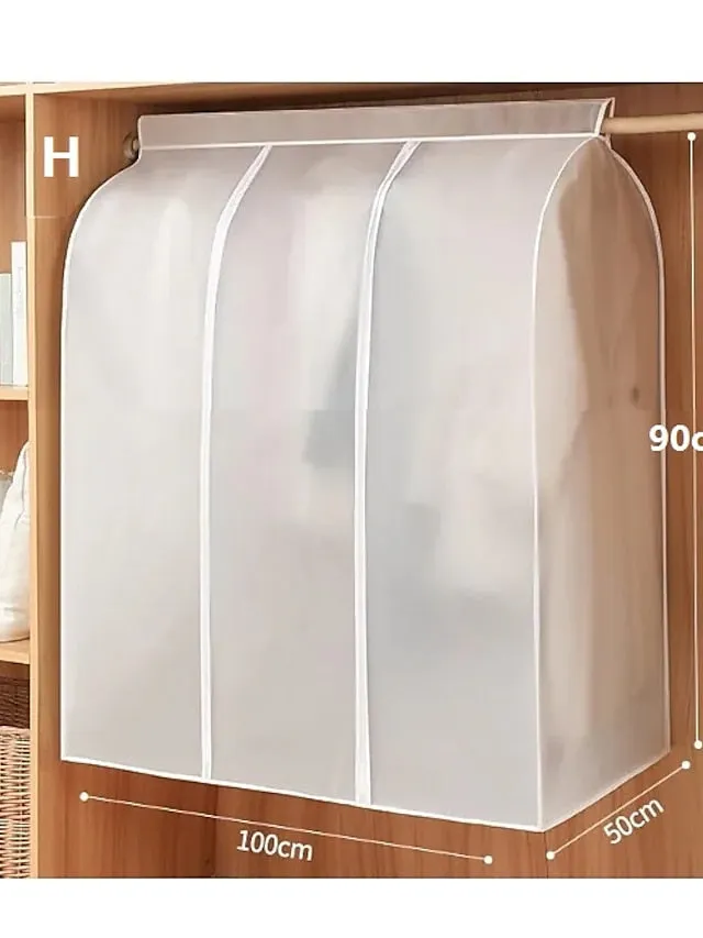 3D Zipper Dust Clothes Cover Transparent Translucent Clothes Storage Wardrobe Suit Bags Closet Hangers Case Clothing Cover Dust Bag Hanging Organizer