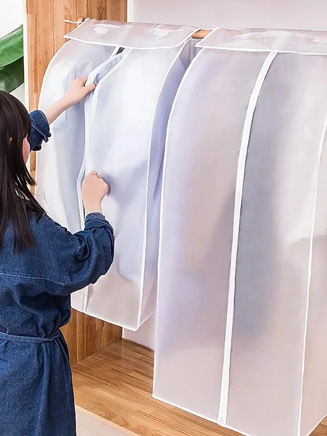 3D Zipper Dust Clothes Cover Transparent Translucent Clothes Storage Wardrobe Suit Bags Closet Hangers Case Clothing Cover Dust Bag Hanging Organizer