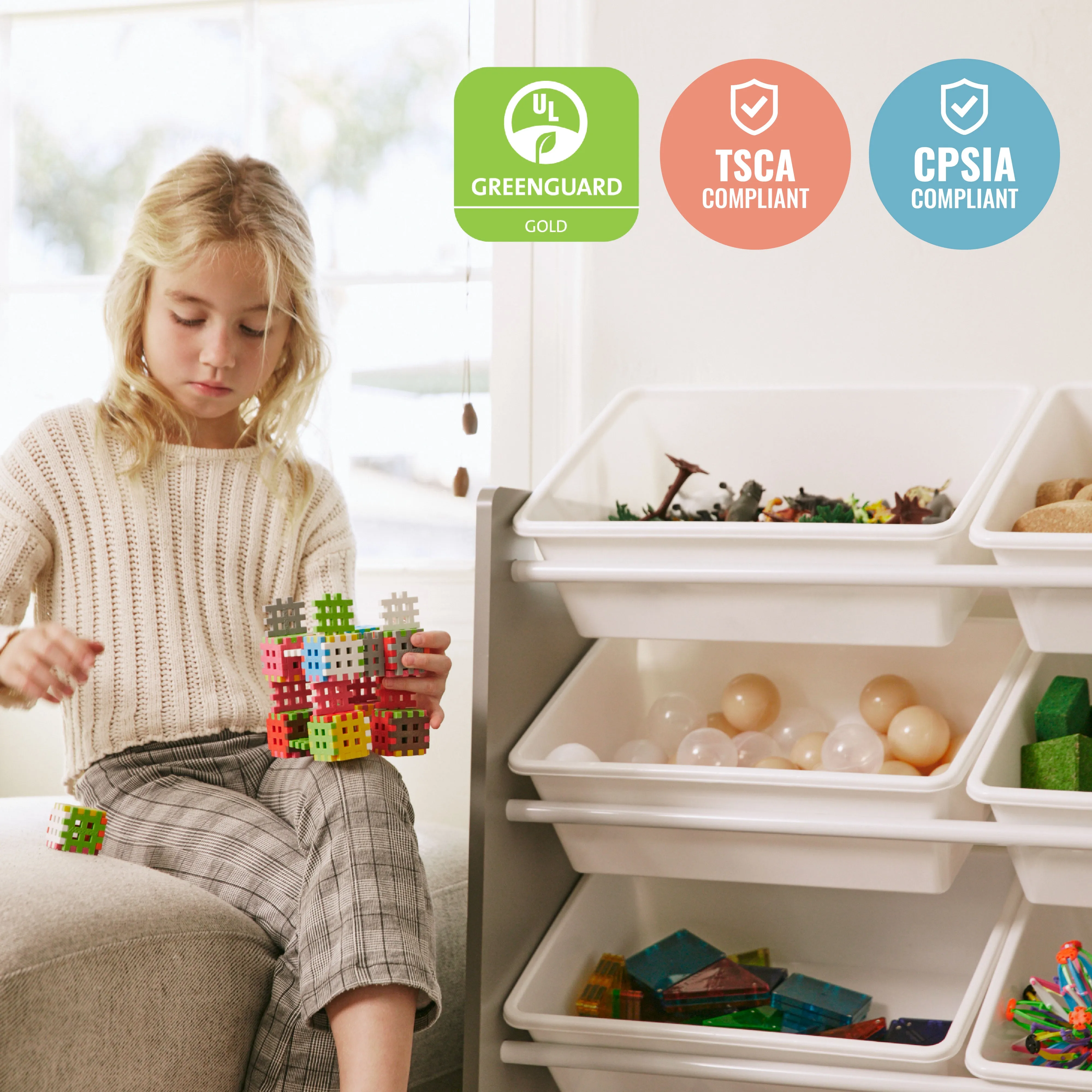 4-Tier Organizer with 16 Bins, Toy Storage