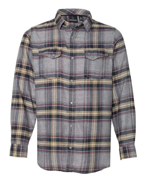 Burnside Men's Snap Front Long Sleeve Plaid Flannel Shirt