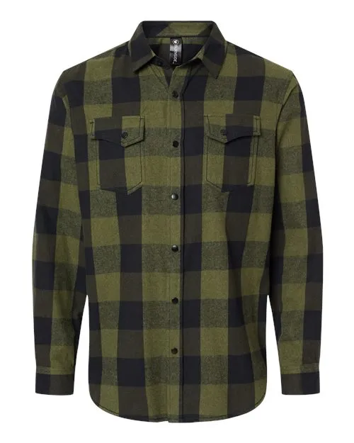 Burnside Men's Snap Front Long Sleeve Plaid Flannel Shirt