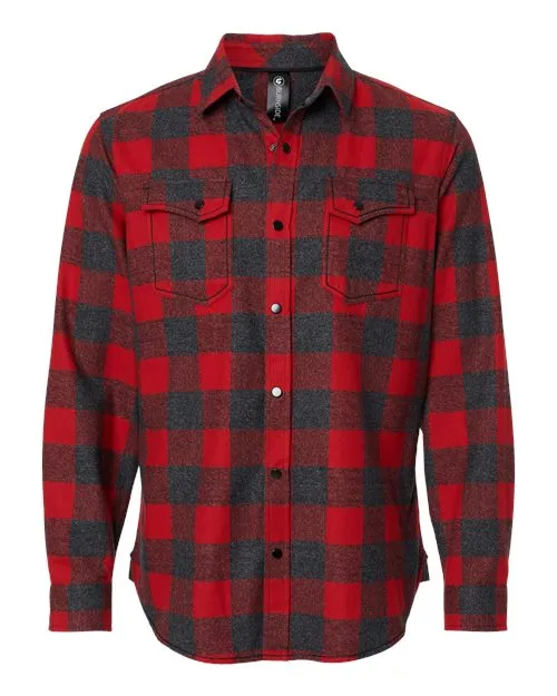 Burnside Men's Snap Front Long Sleeve Plaid Flannel Shirt