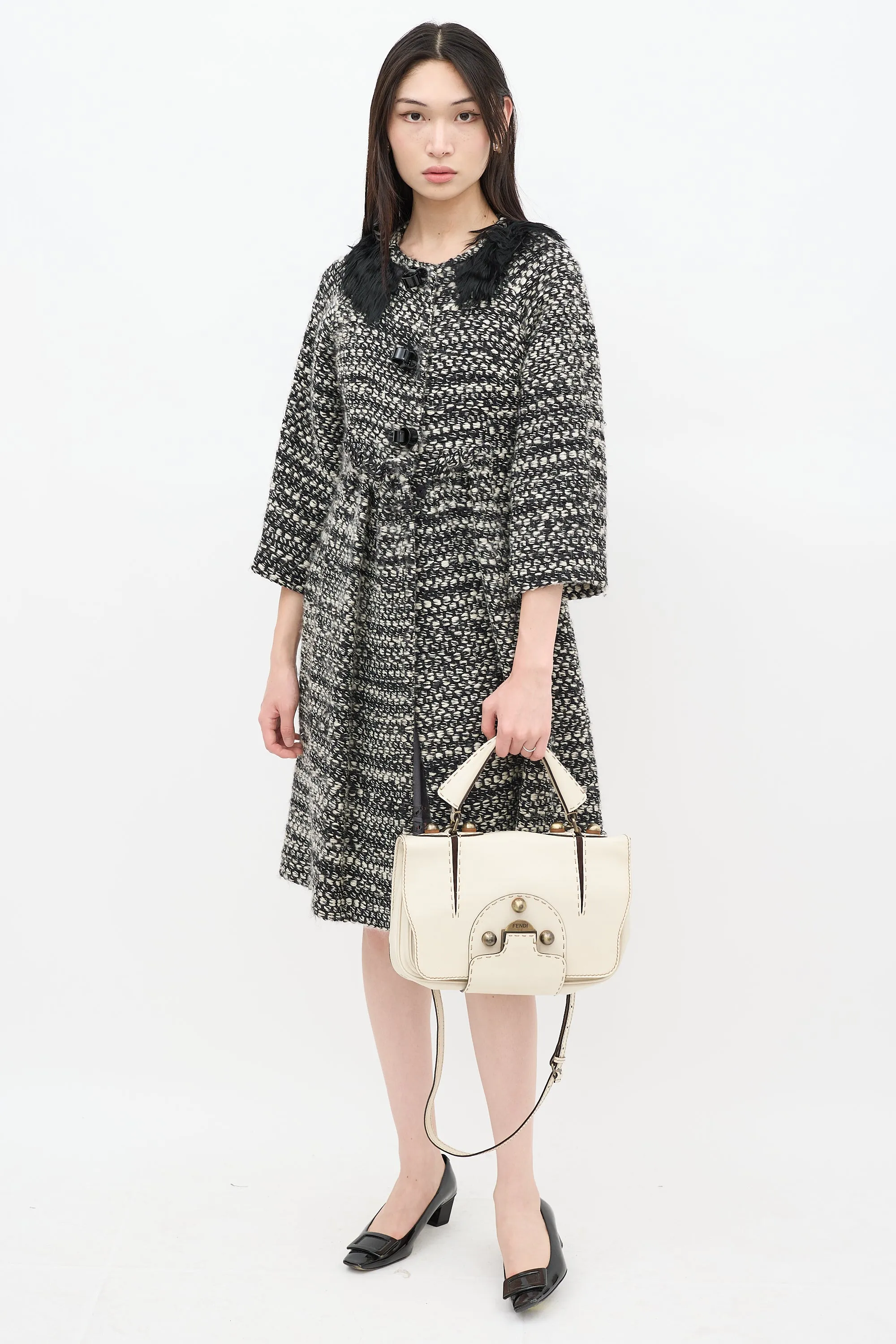 Cream & Brown Patent Leather F3 Secret Code Bag