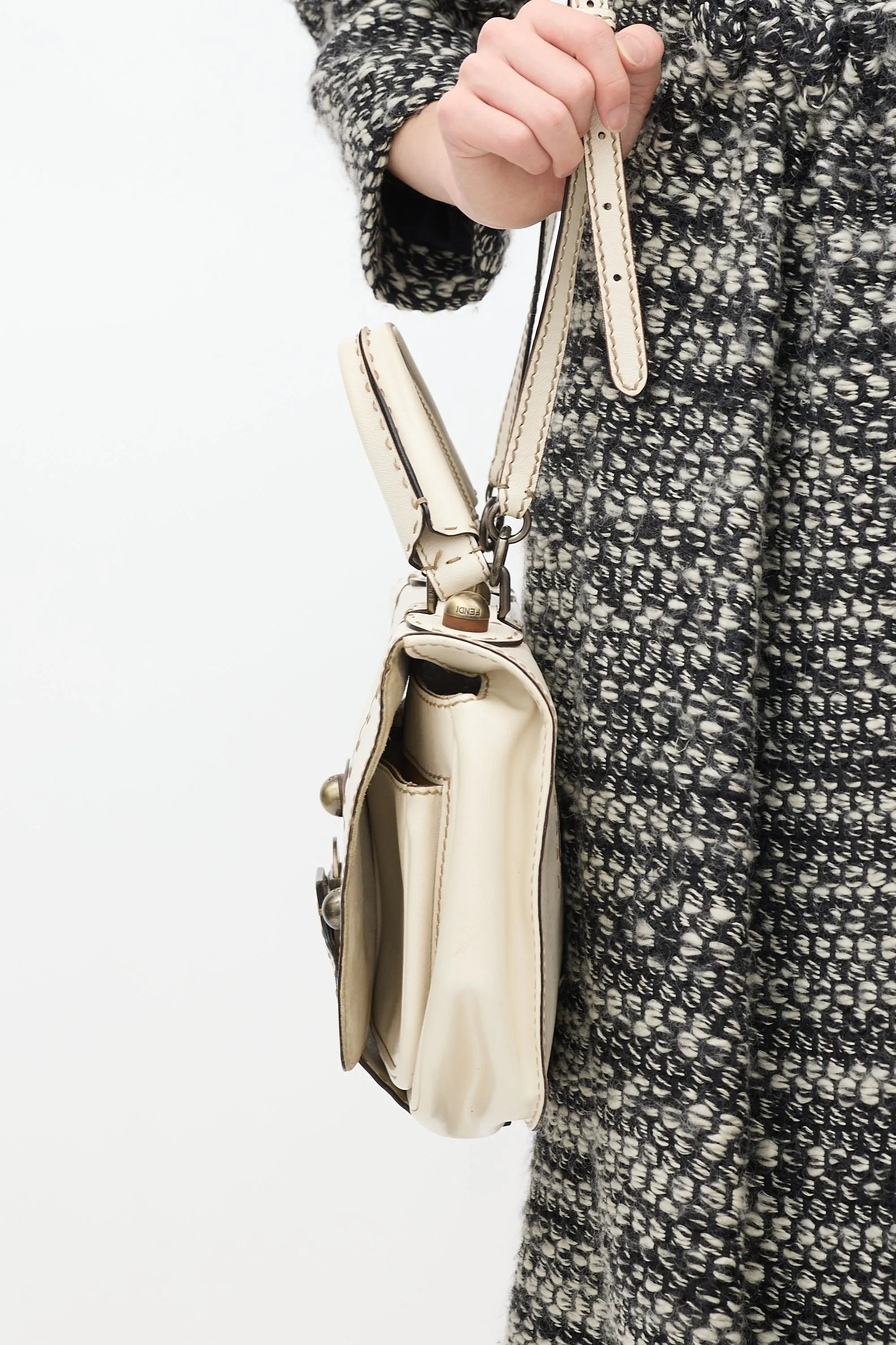 Cream & Brown Patent Leather F3 Secret Code Bag