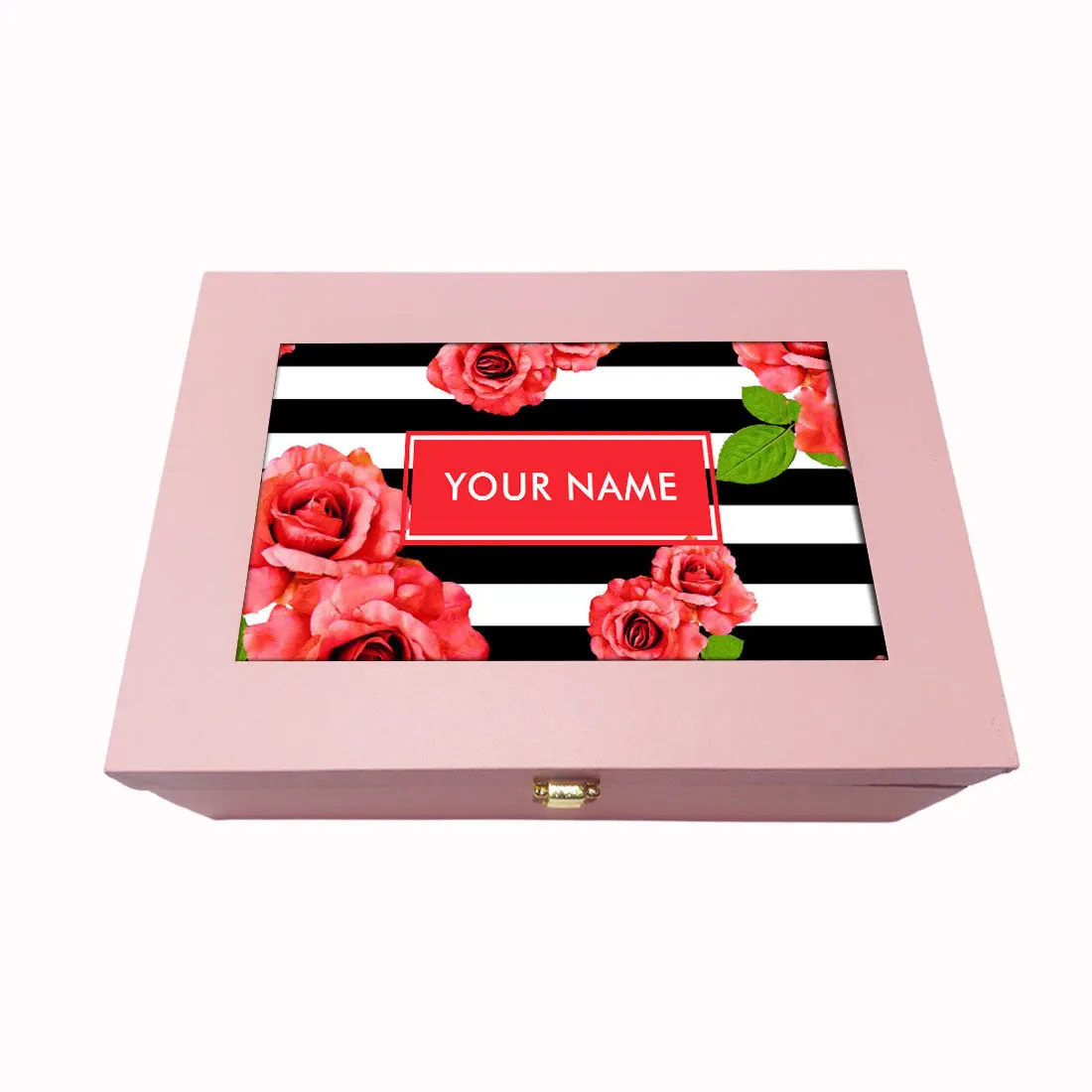 Custom Gift Box with Name Vegan Leather Box - Pink Rose