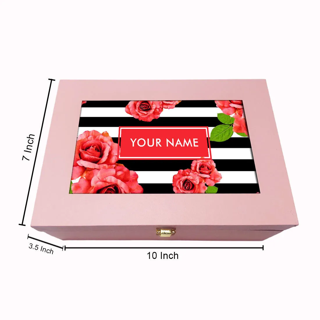 Custom Gift Box with Name Vegan Leather Box - Pink Rose