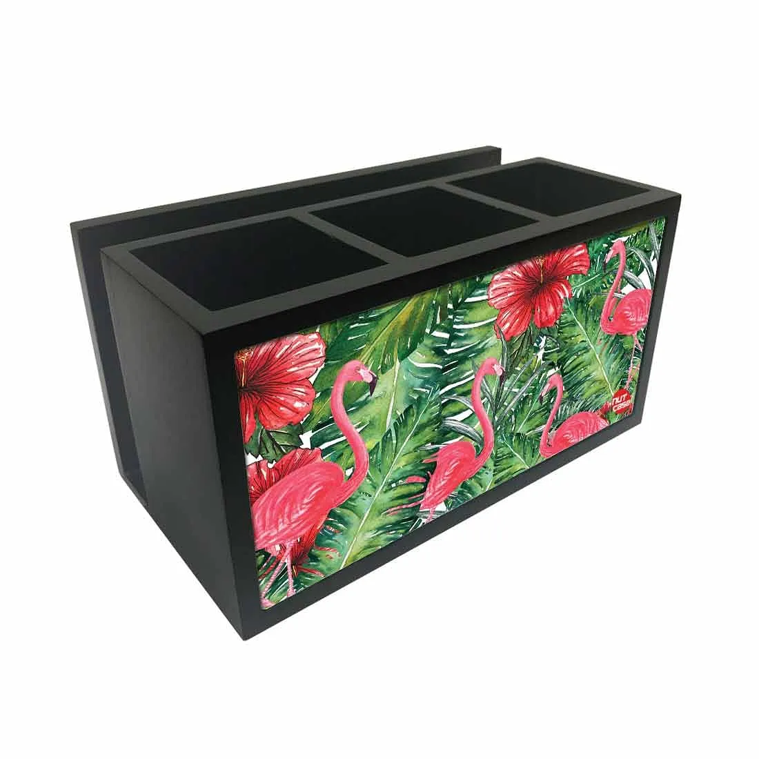 Cutlery Tissue Holder Napkin Stand -  Flamingo and Hibiscus