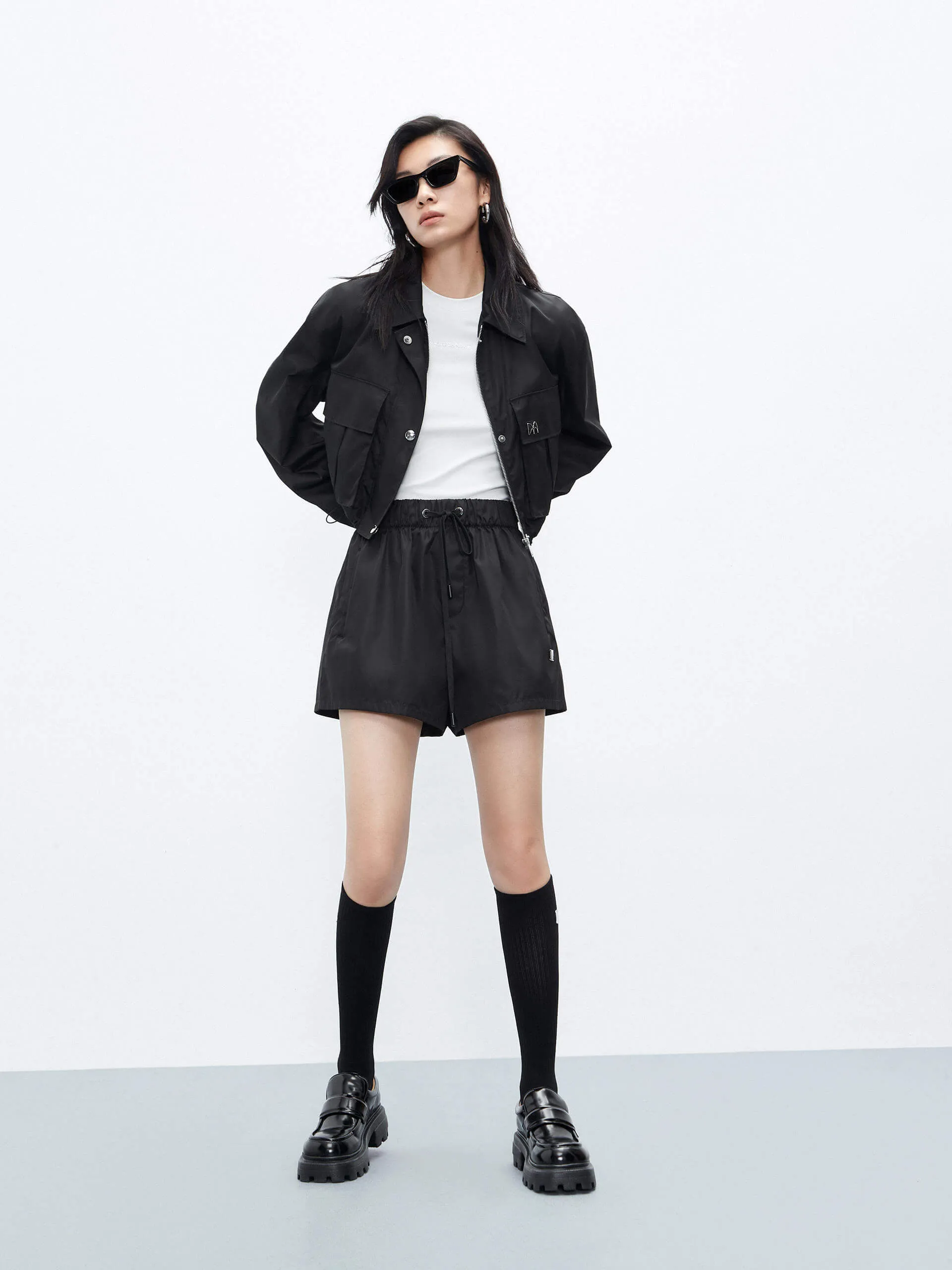 Drawstring Waist Logo Shorts