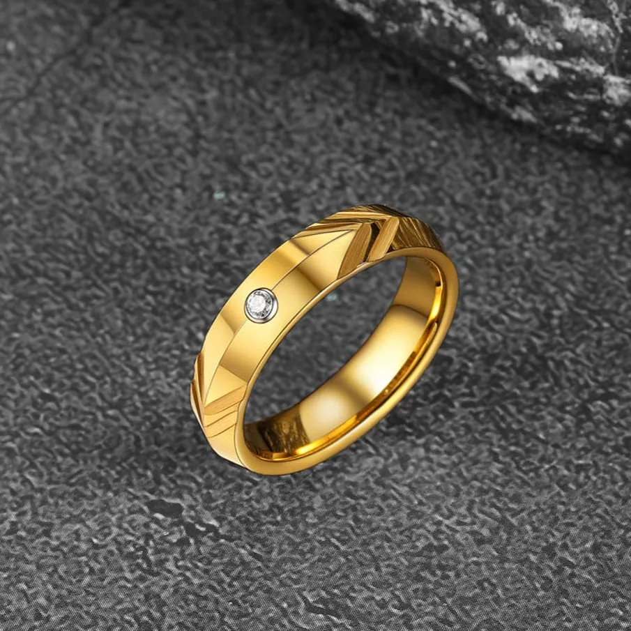 FaithHeart Tungsten Cubic Zirconia Band Ring For Men