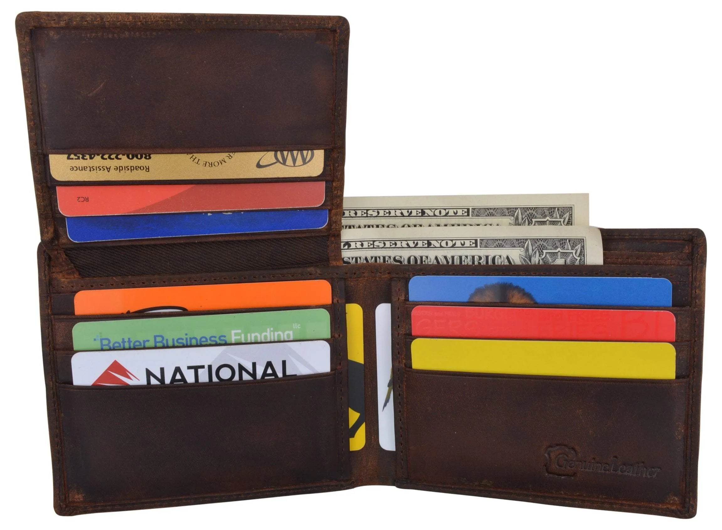 Football Logo Mens RFID Blocking Genuine Leather Bifold Wallet