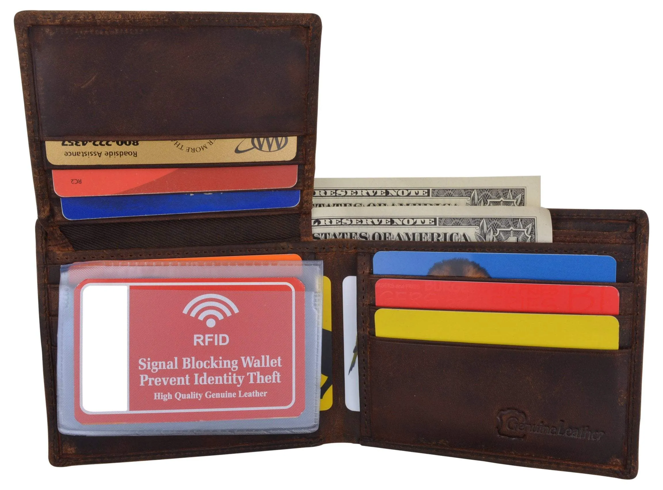 Football Logo Mens RFID Blocking Genuine Leather Bifold Wallet
