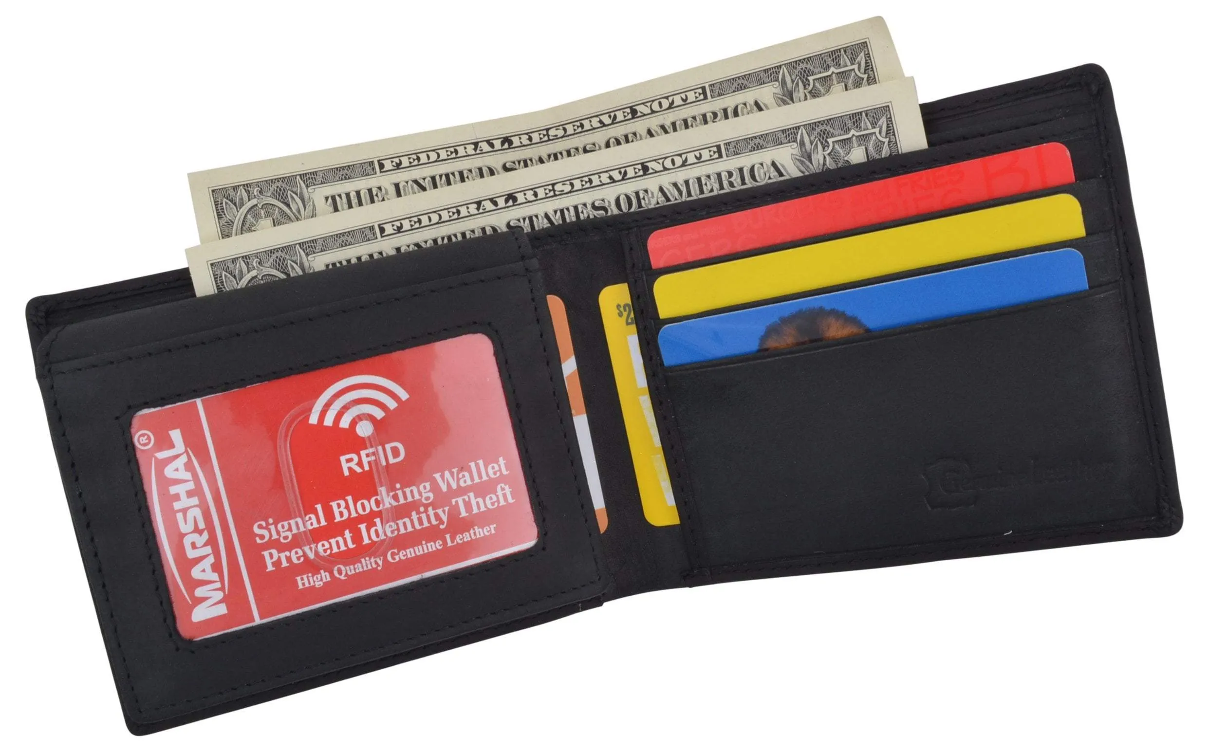 Football Logo Mens RFID Blocking Genuine Leather Bifold Wallet