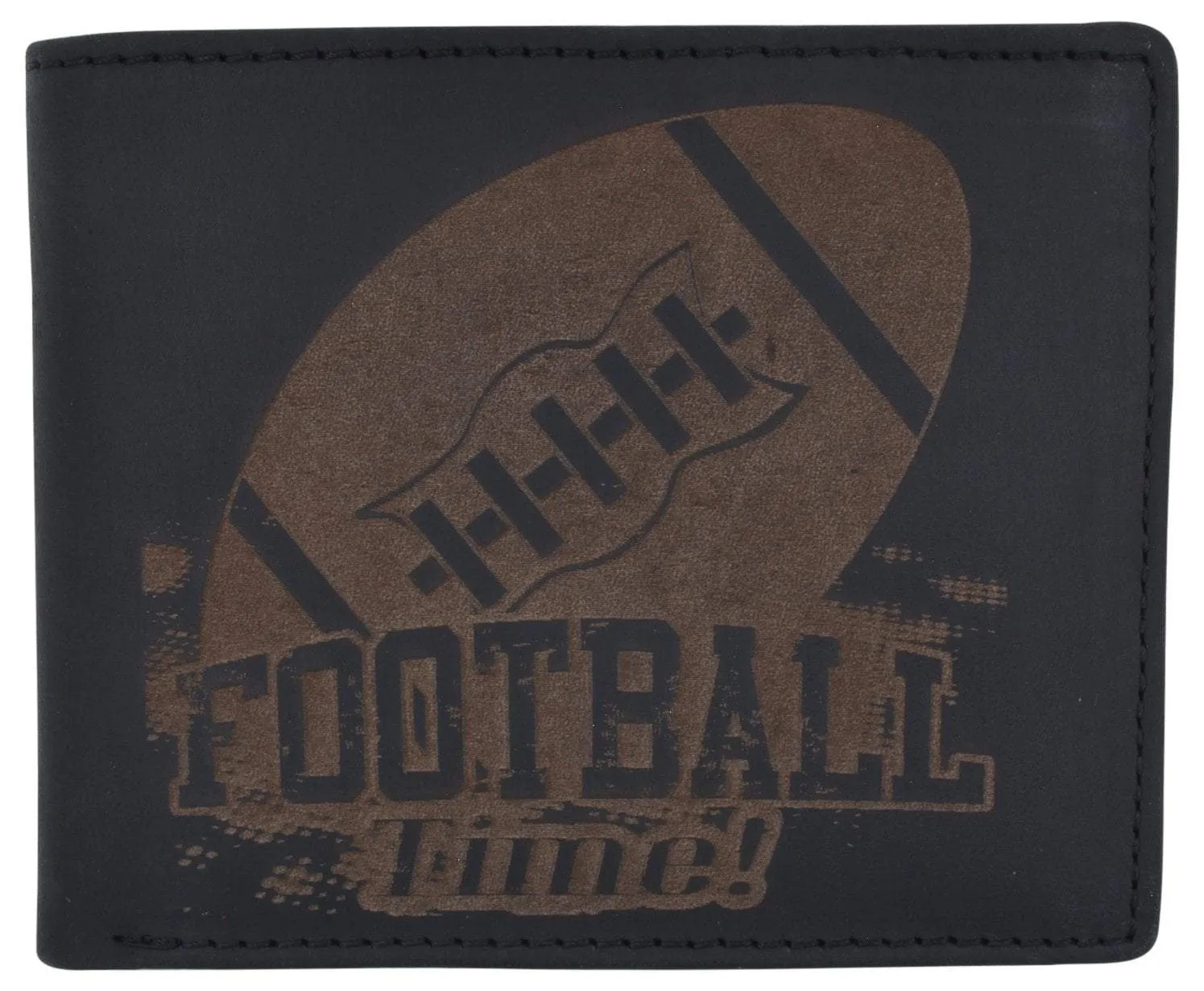 Football Logo Mens RFID Blocking Genuine Leather Bifold Wallet