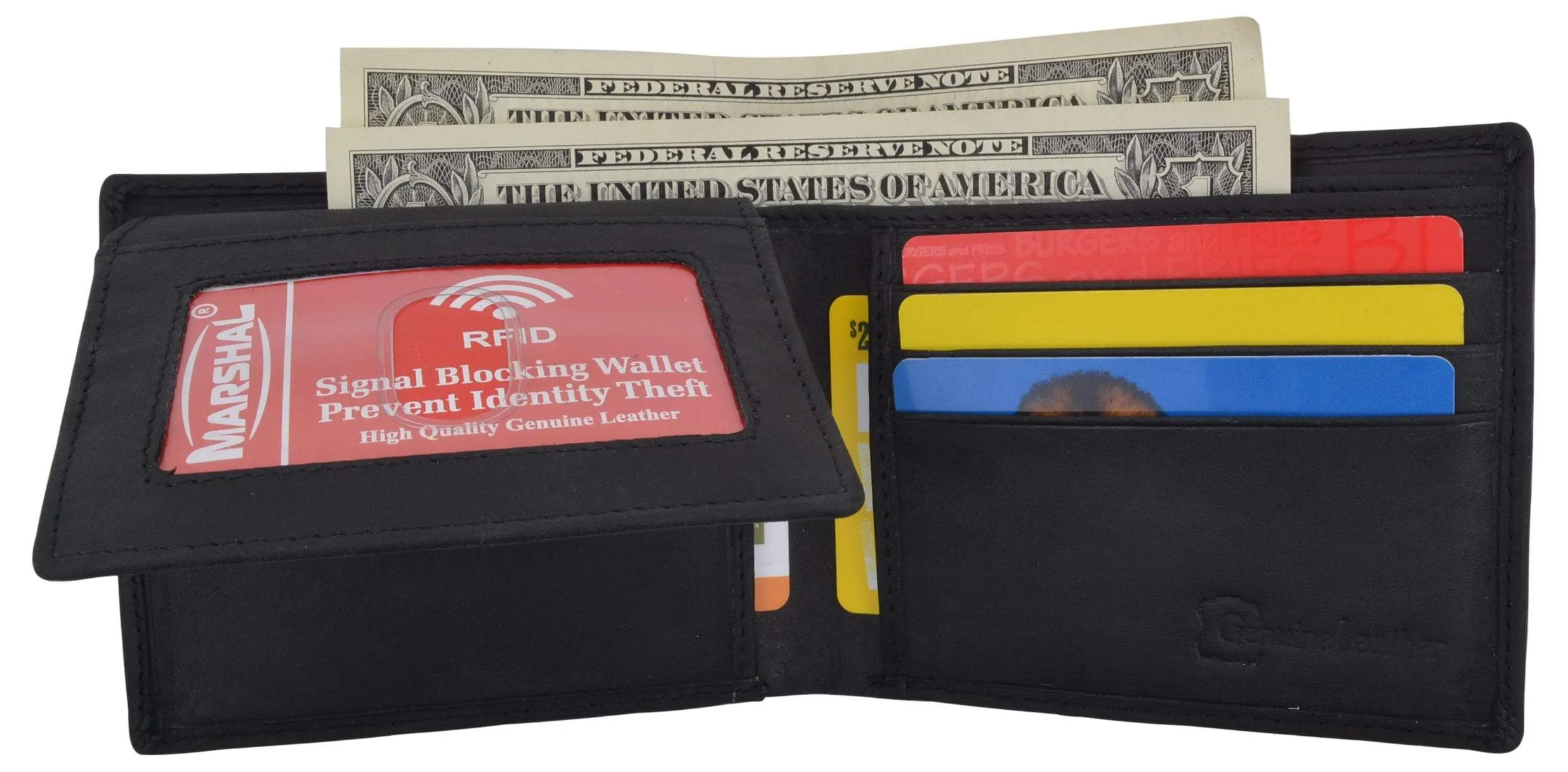 Football Logo Mens RFID Blocking Genuine Leather Bifold Wallet