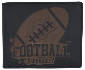Football Logo Mens RFID Blocking Genuine Leather Bifold Wallet