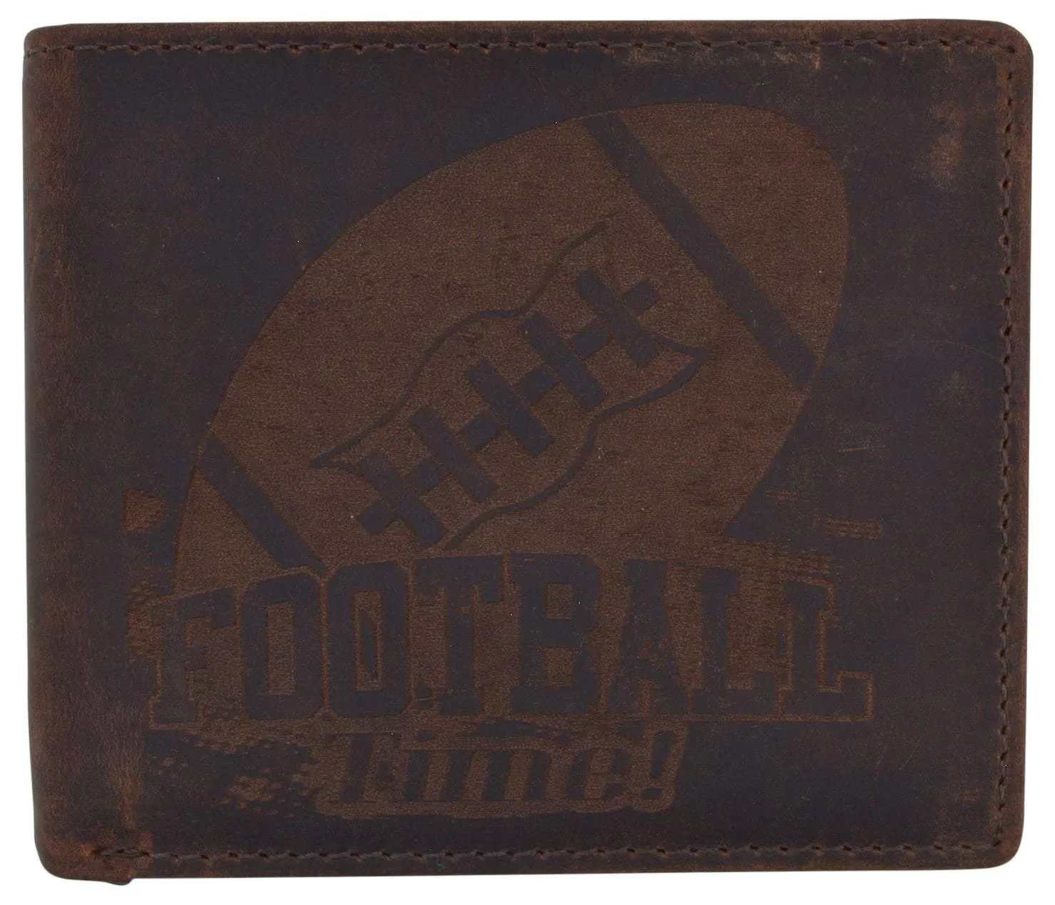 Football Logo Mens RFID Blocking Genuine Leather Bifold Wallet