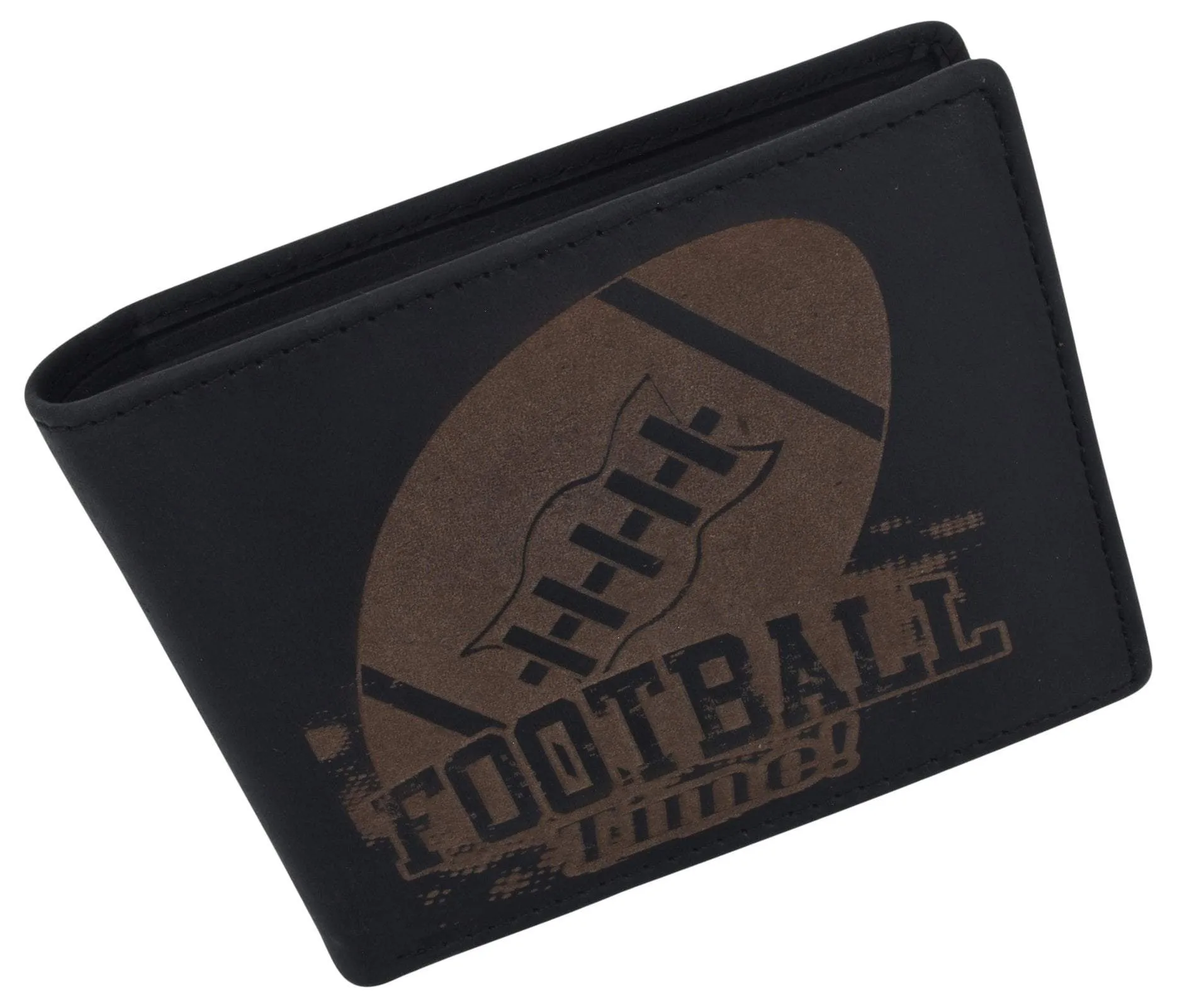 Football Logo Mens RFID Blocking Genuine Leather Bifold Wallet