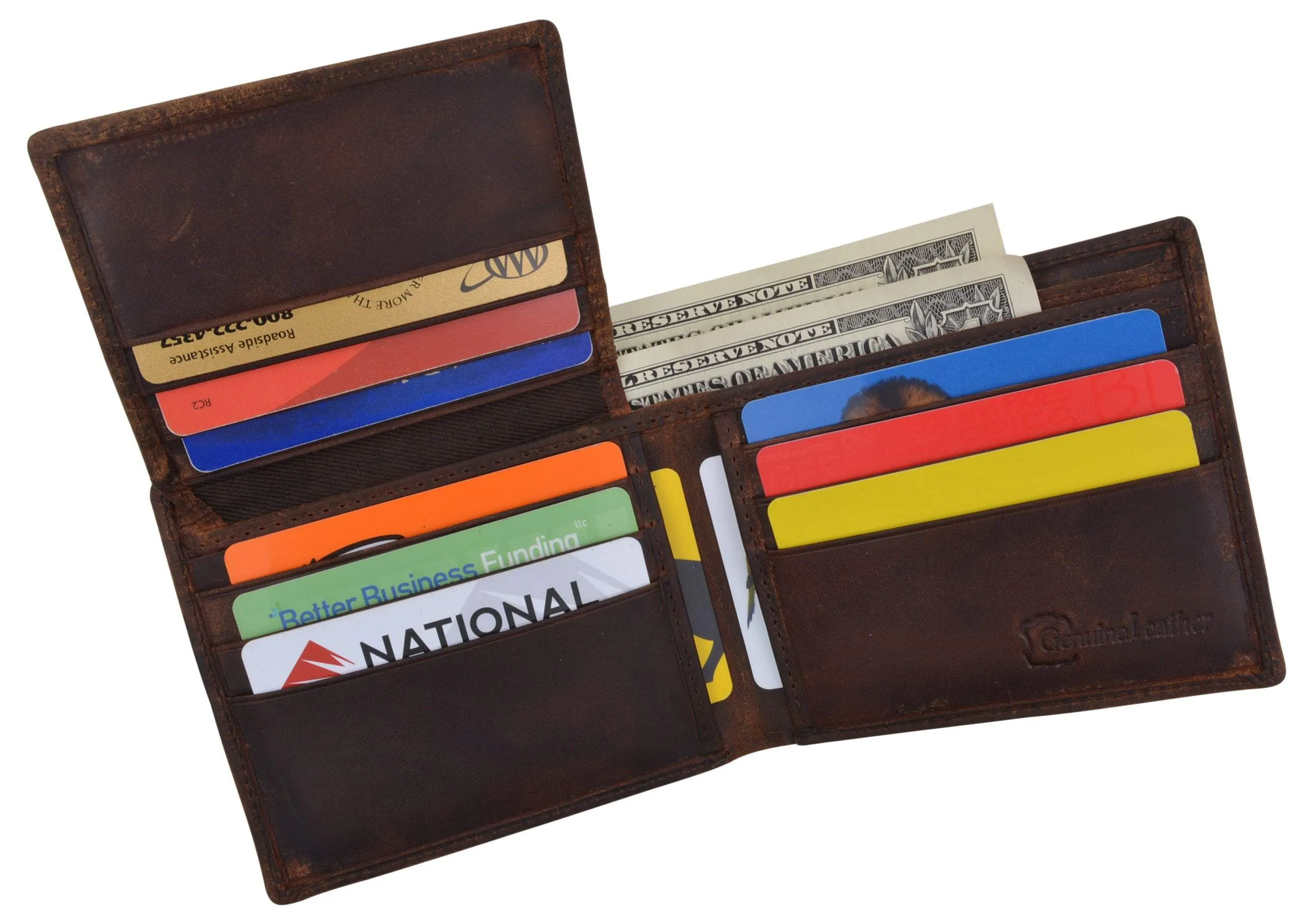 Football Logo Mens RFID Blocking Genuine Leather Bifold Wallet
