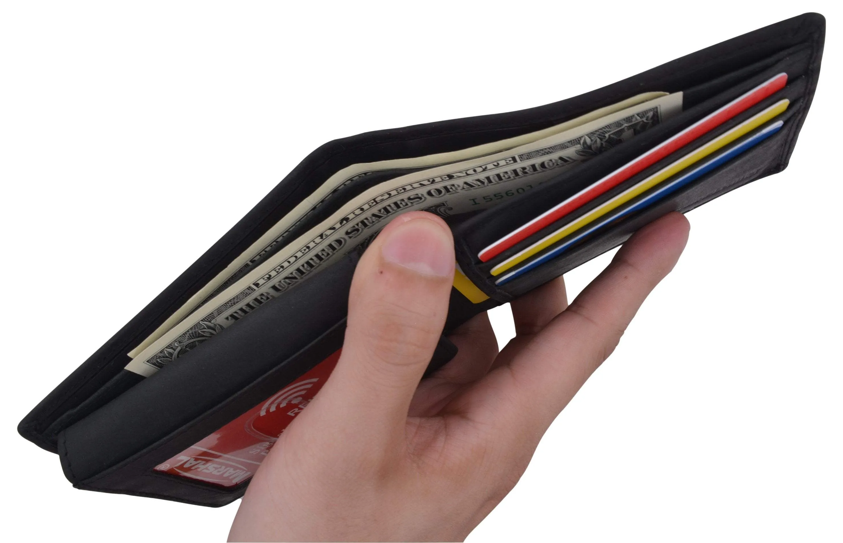 Football Logo Mens RFID Blocking Genuine Leather Bifold Wallet