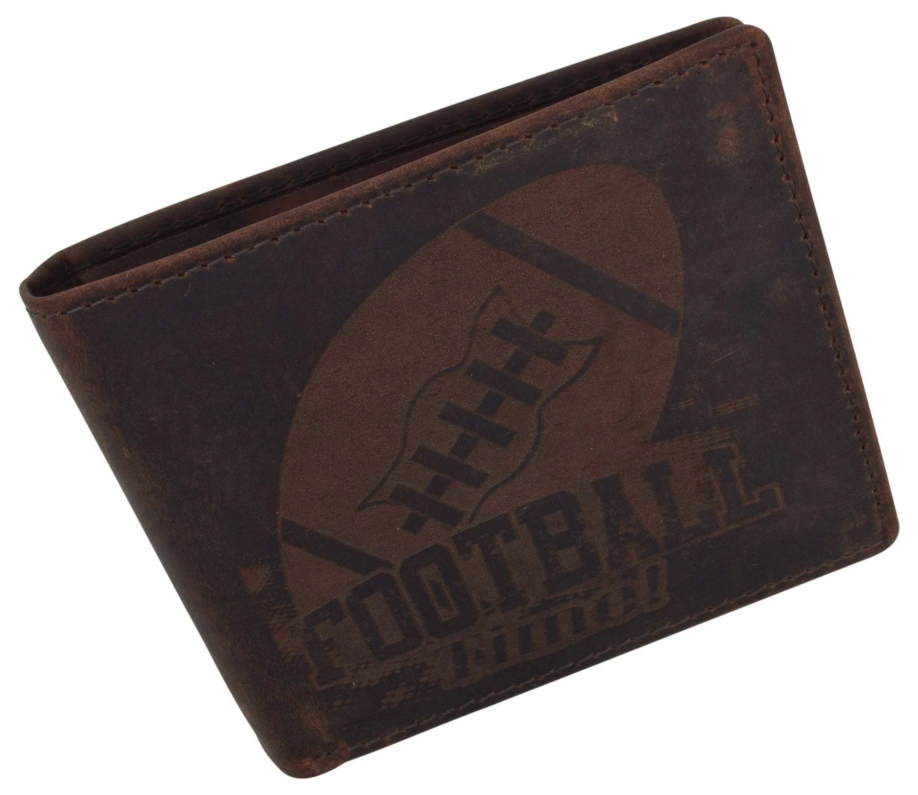 Football Logo Mens RFID Blocking Genuine Leather Bifold Wallet
