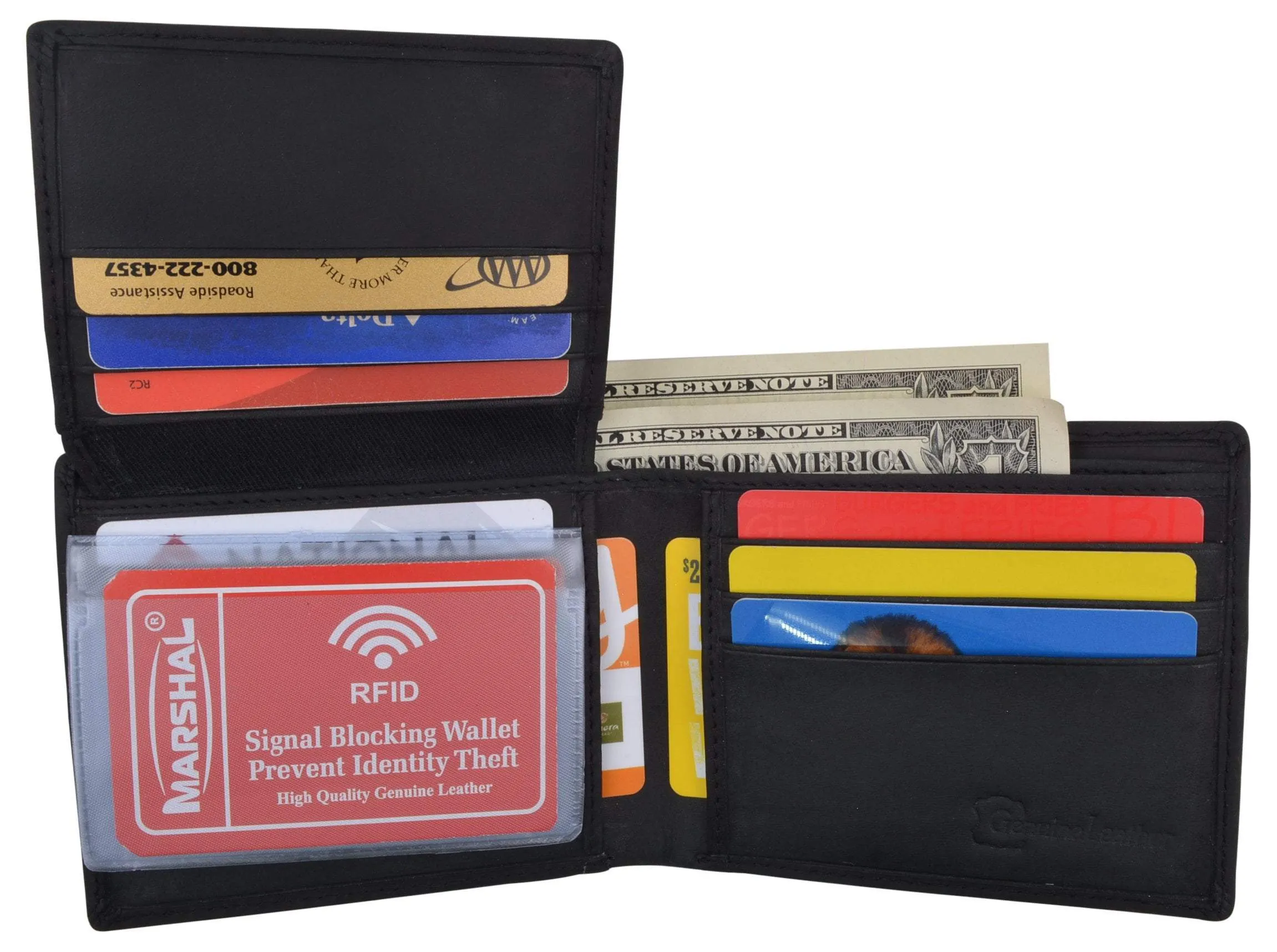 Football Logo Mens RFID Blocking Genuine Leather Bifold Wallet