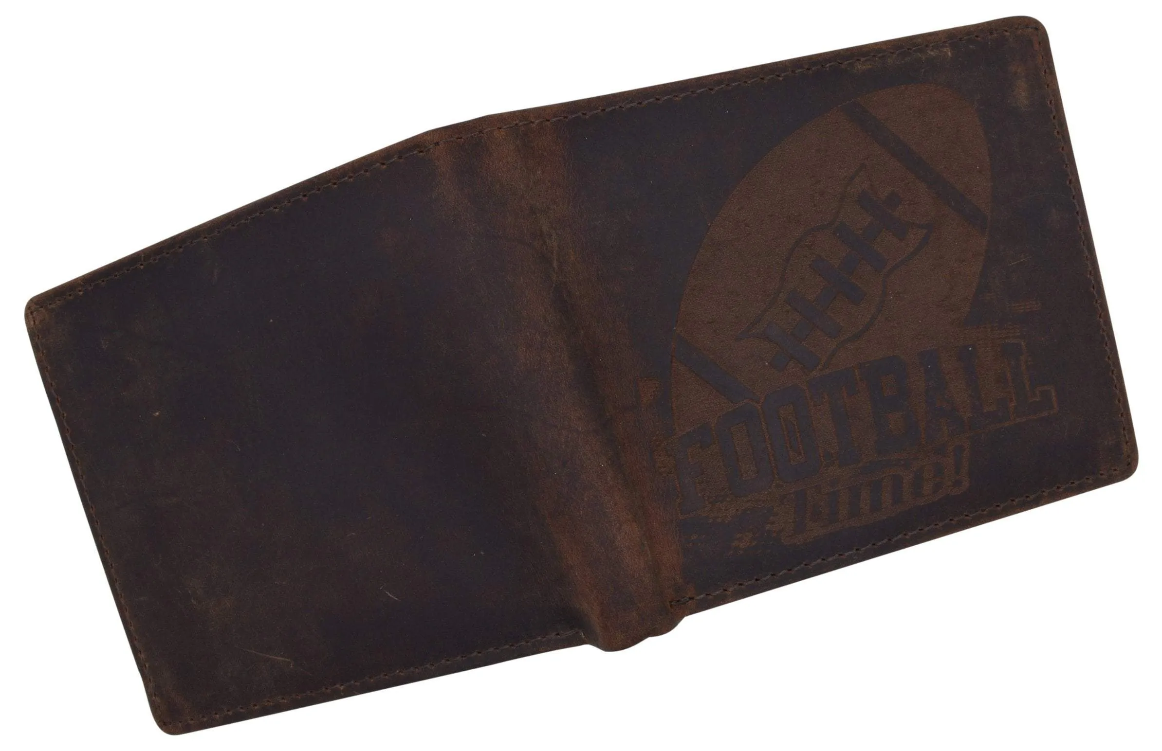 Football Logo Mens RFID Blocking Genuine Leather Bifold Wallet