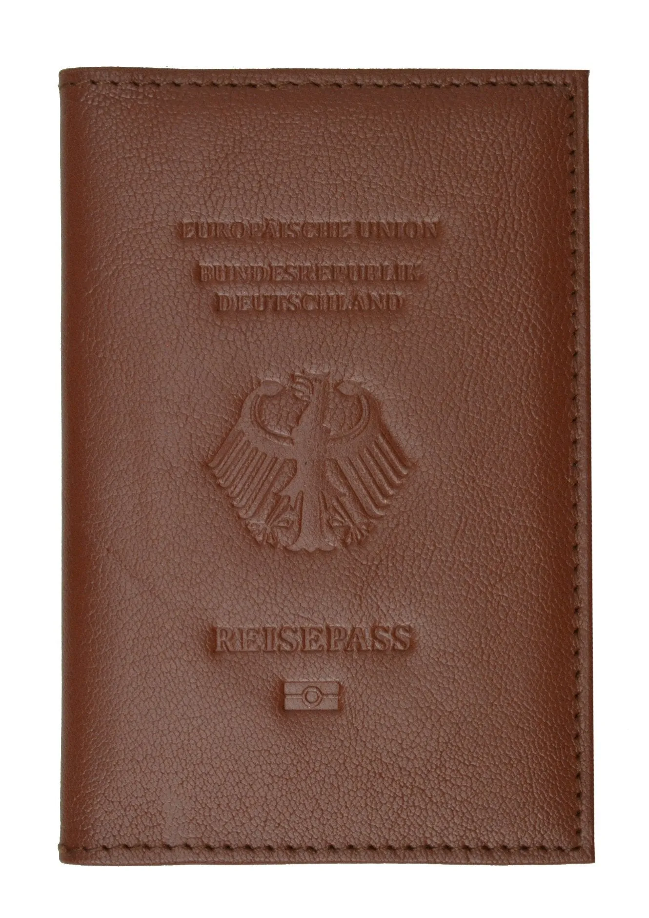 Genuine Leather Passport Wallet, Cover, Credit Card Holder with German Emblem Embossed for International Travel 601 BLIND Germany