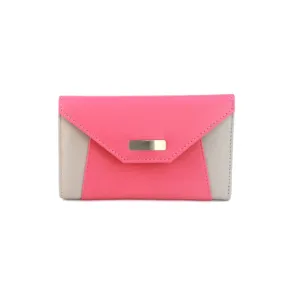 Genuine Soft Leather Purse RFID with contrast envelope style panels and metal bar Rose & Stone