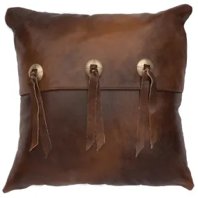 Harness Leather Pillow with Conchos