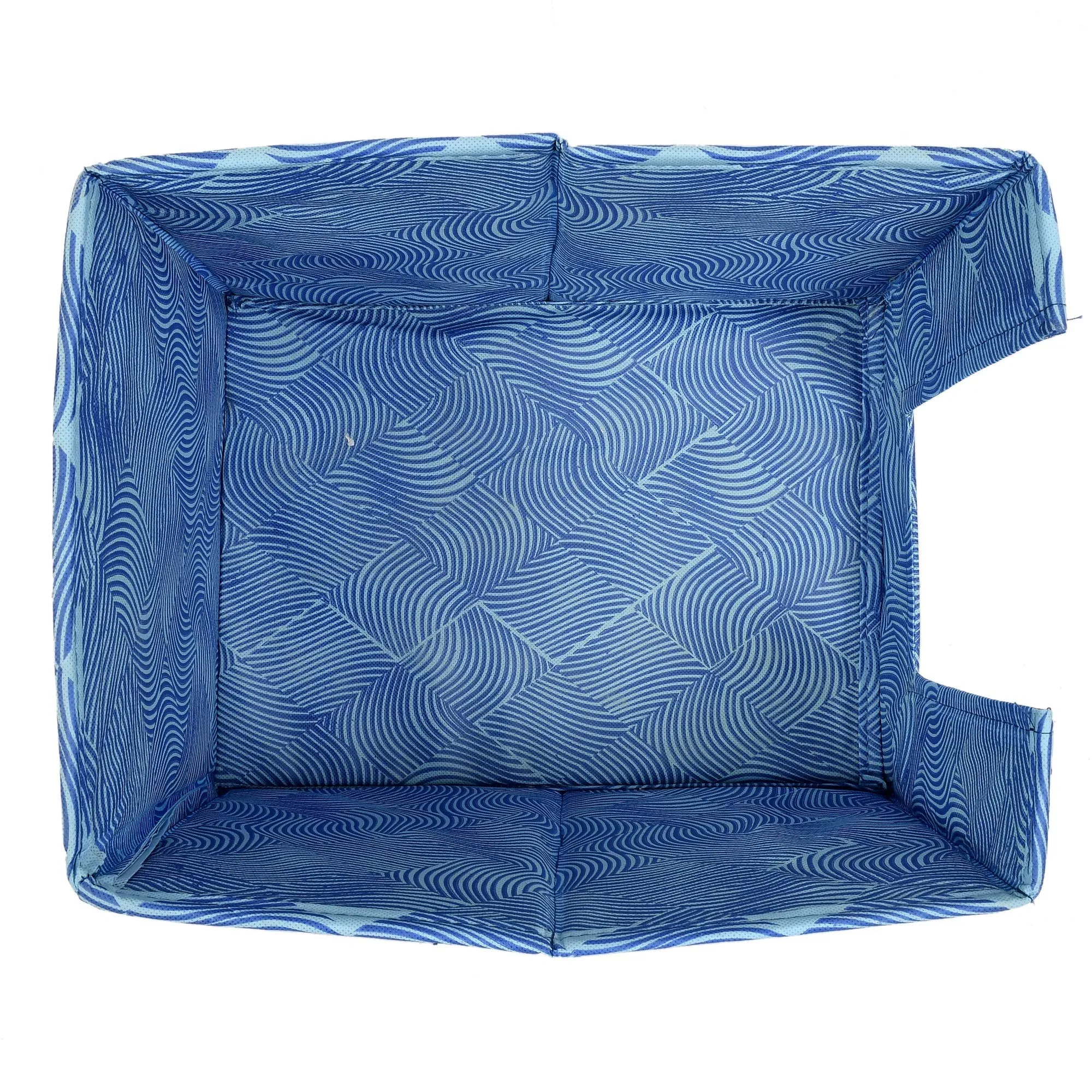 Heart Home Lehariya Printed Non-Woven Foldable Shirt Stacker Closet Organizer With Handles- Pack of 3 (Blue)-HS43HEARTH26490