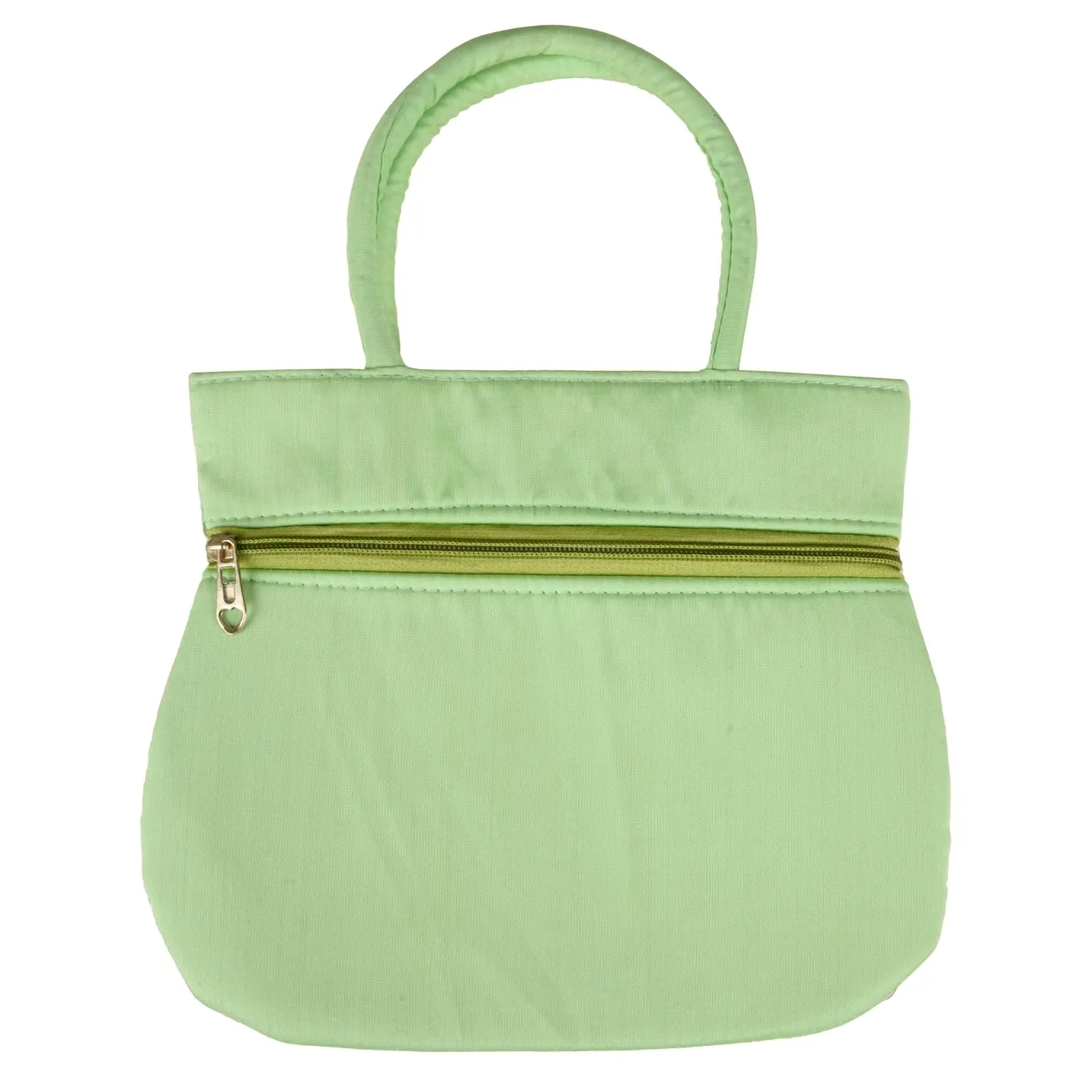 Kuber Industries Hand Bag|Traditional Hand Bag|Silk Wallet Hand Bag|Woman Tote Hand Bag|Ladies Purse Handbag|Gifts Hand Bag|Curved Shape Embroidery Hand Bag|Green
