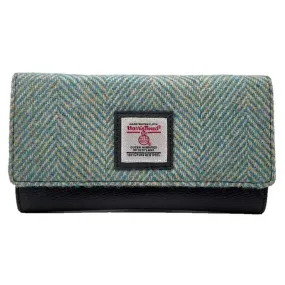 Ladies Envelope Purse Turquoise Harris Tweed