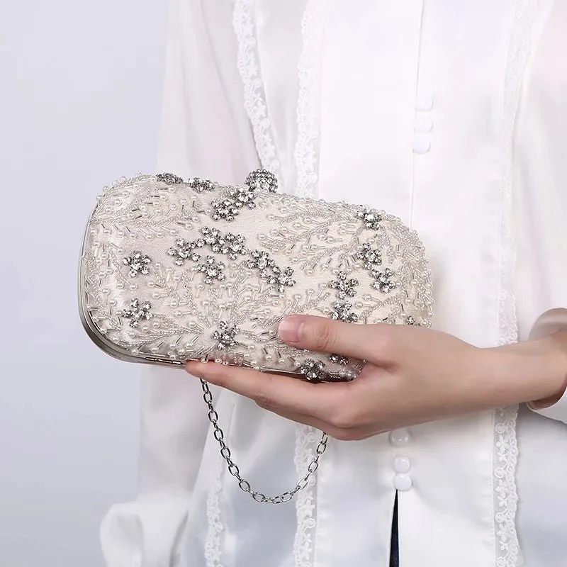 Luxy Moon Pearl Clutch Purse Luxury Handbag Embroidery Evening Bag