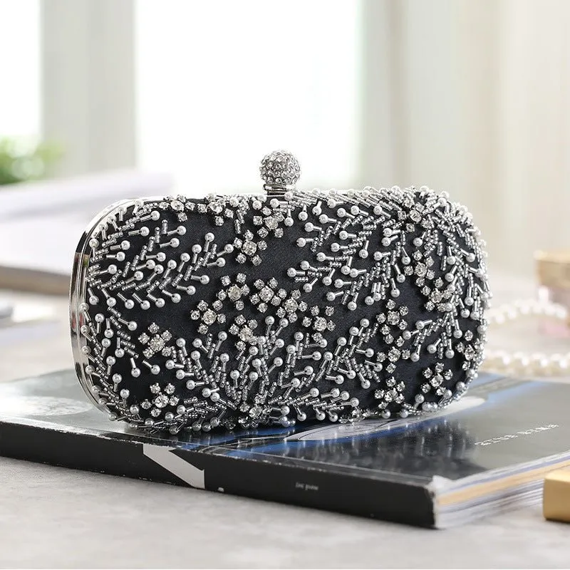 Luxy Moon Pearl Clutch Purse Luxury Handbag Embroidery Evening Bag