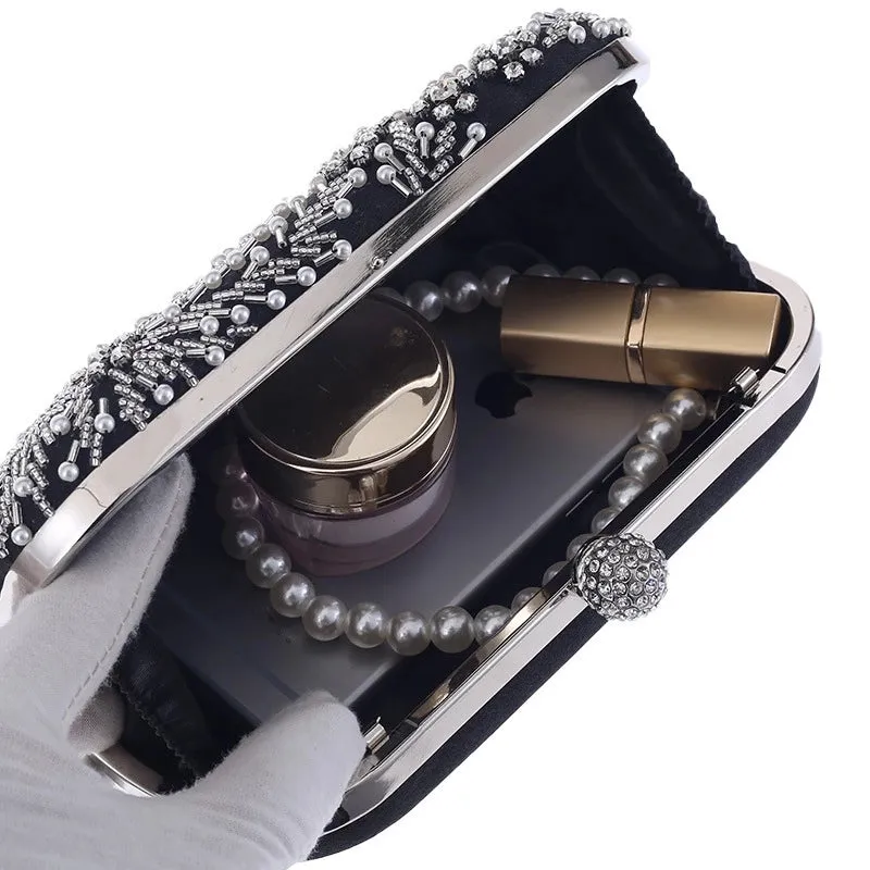 Luxy Moon Pearl Clutch Purse Luxury Handbag Embroidery Evening Bag