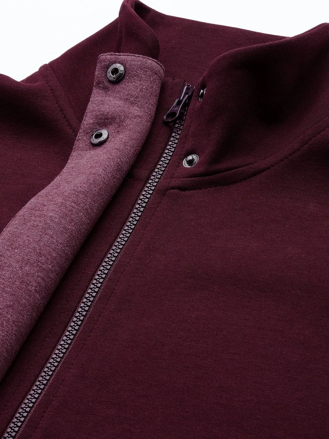 Men's Maroon High Neck Contrast Flap Jacket - LYUSH-MASCLN