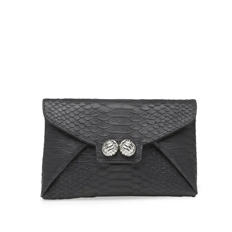Mercer black silver clutch