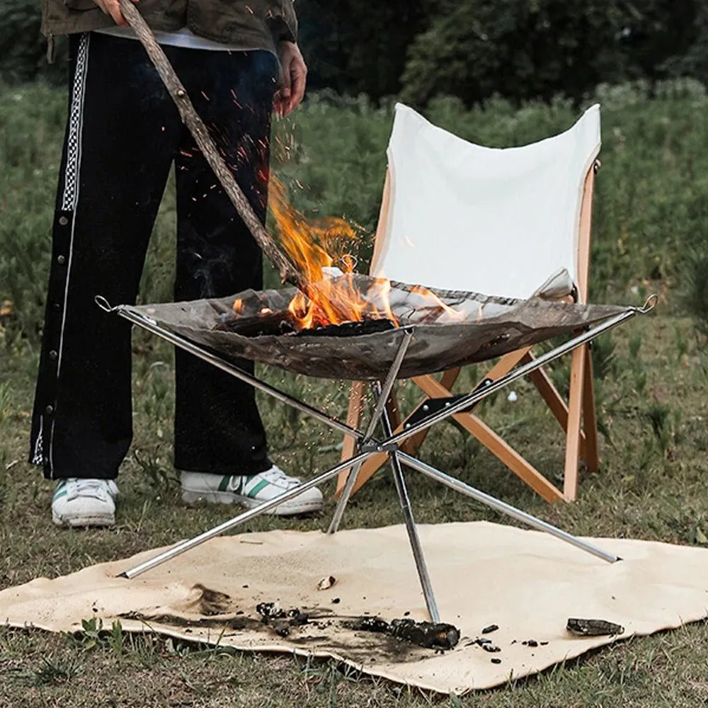 Portable Bonfire Rack - Campfire Stand Stainless Steel Foldable Fireproof Stand Wood Heater