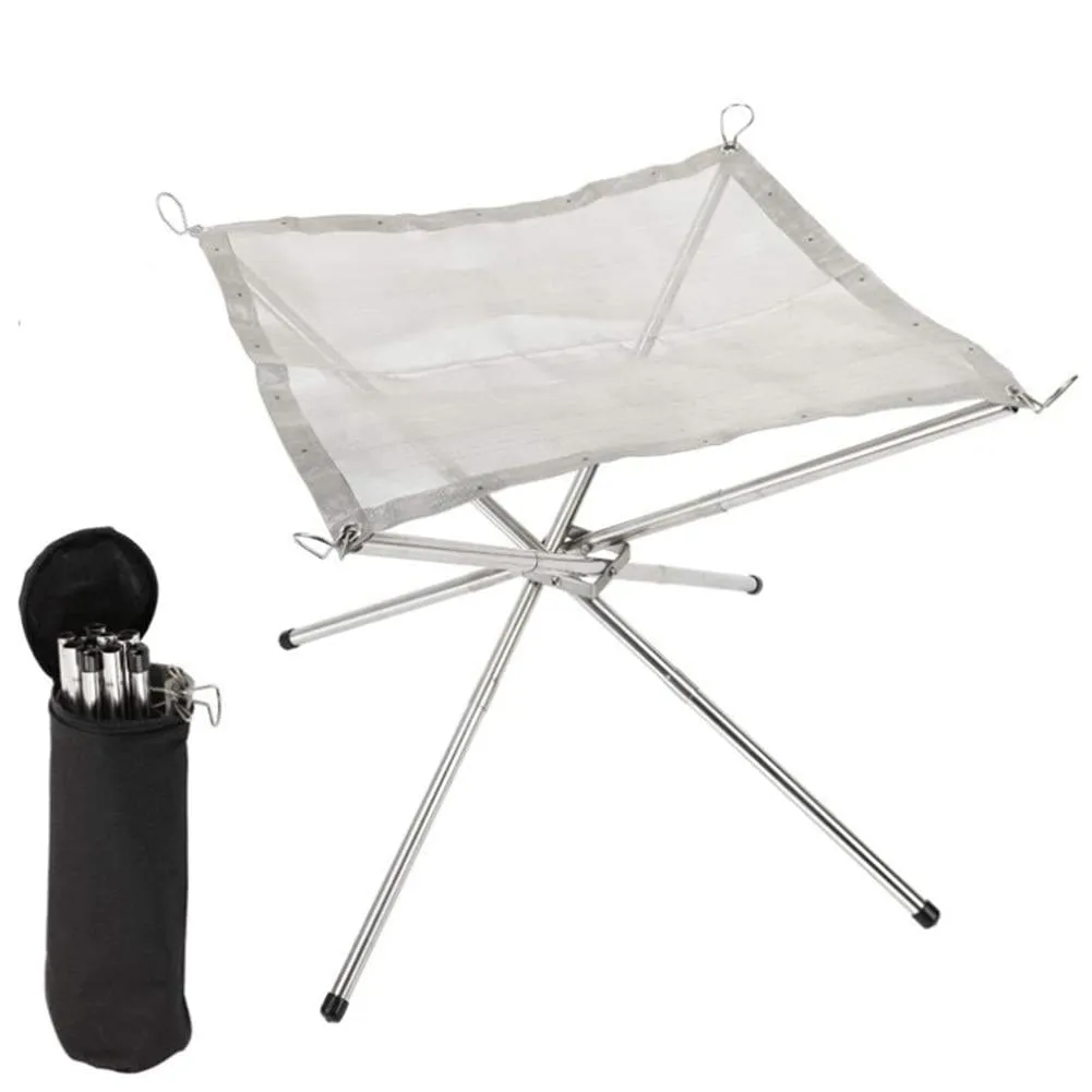 Portable Bonfire Rack - Campfire Stand Stainless Steel Foldable Fireproof Stand Wood Heater
