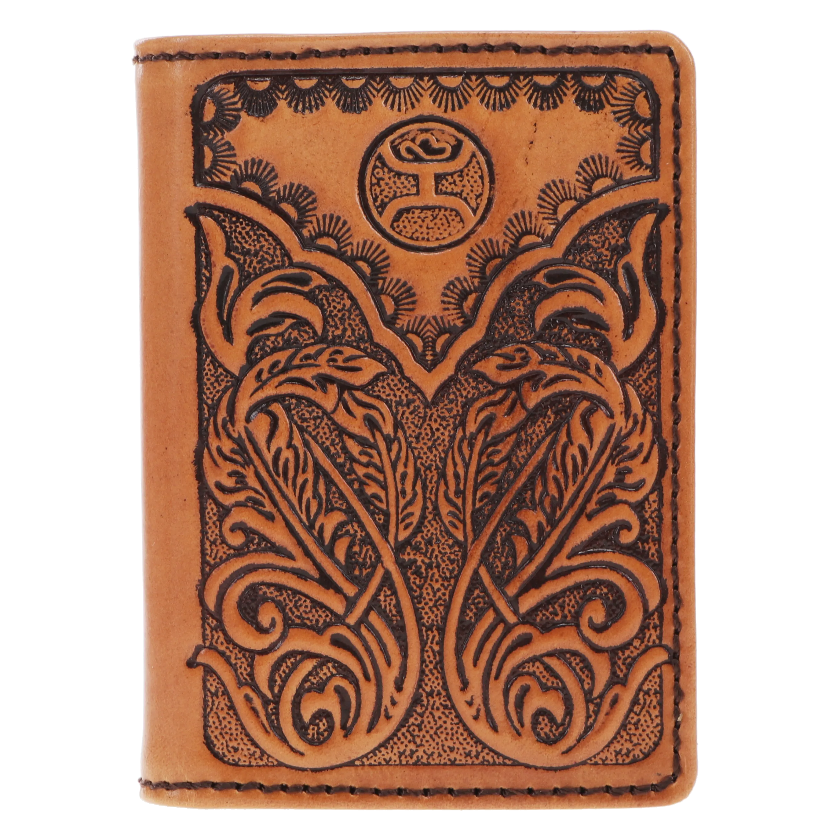 "Phoenix" Trifold Hooey Wallet Tan/Black Leather