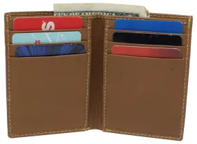 RFID Blocking Mens Slim Bifold Wallet Genuine Leather Front Pocket Multi Card Holder Tan
