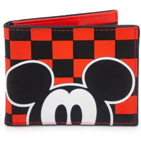 Rubber Wallet - Mickey Mouse Eyes   KEEP ROLLIN MICKEY Text Textured Checker Red/Black/White