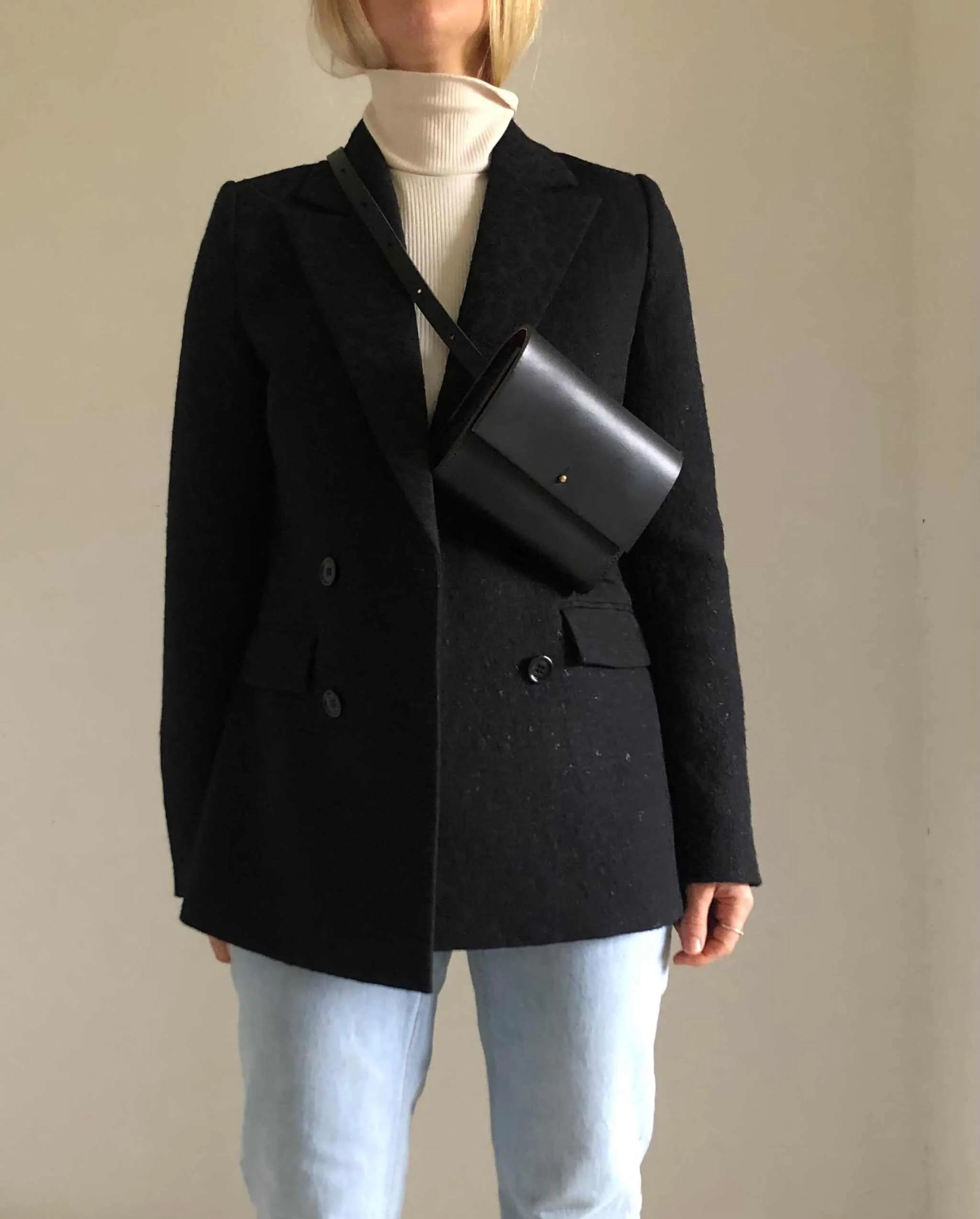 Sedna Black Leather Multi-Way Waist Bag