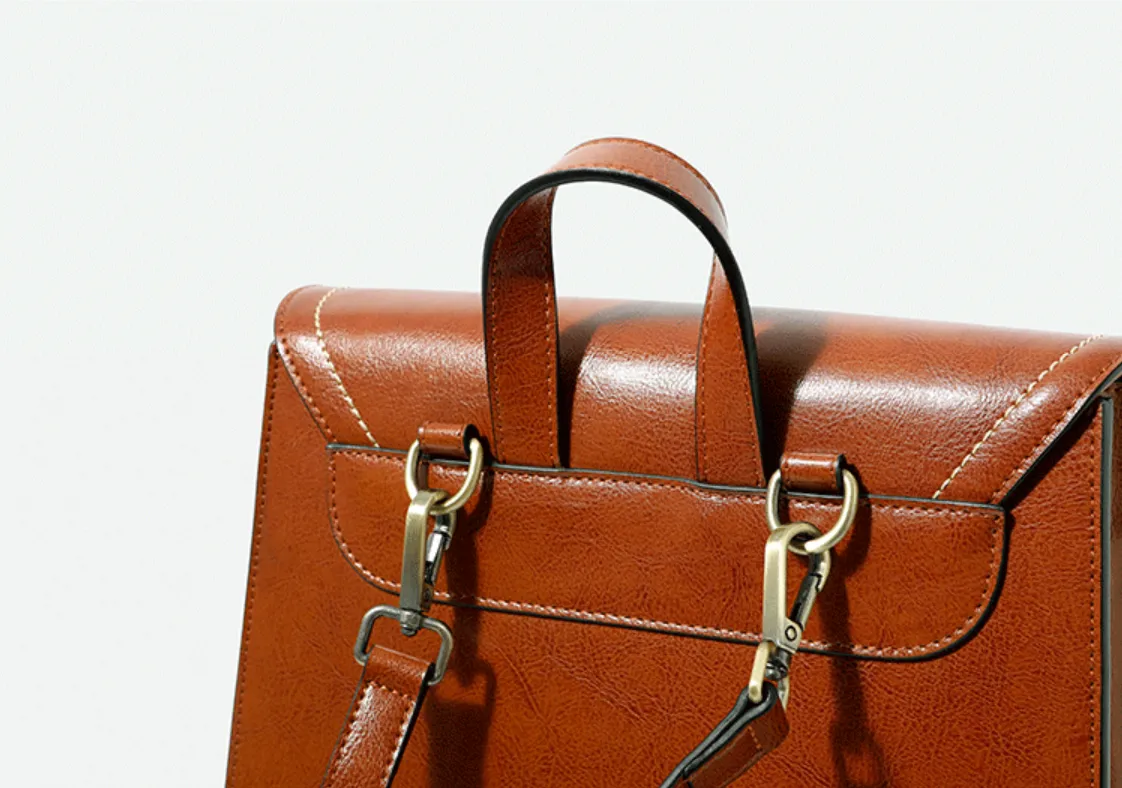 Small Womens Black Backpack Genuine Leather Satchel Backpack