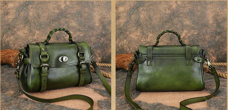 Small Womens Leather Satchel Purse Genuine Leather Crossbody Bags