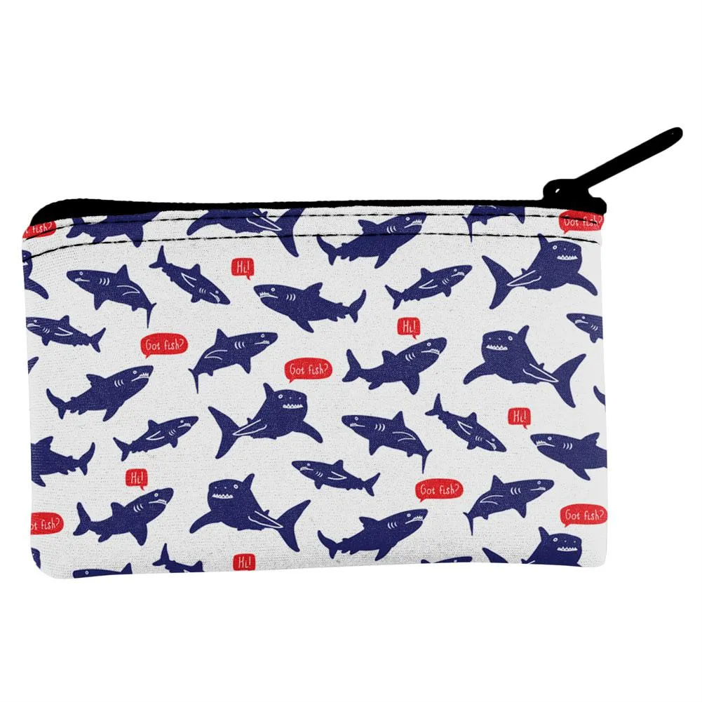 Talking Sharks Got Fish Repeat Pattern Coin Purse