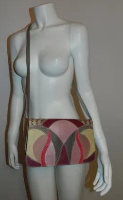 vintage 1980s Karung clutch FURST & MOONEY shoulder bag Patchwork exotic skins
